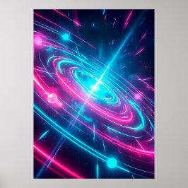 Kühle blaue kosmische Energie Abstractes Universum Poster