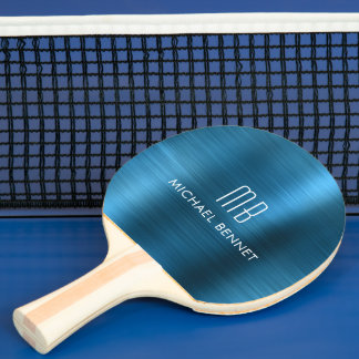 Kühle blaue Metallic-Monogramm-Name Tischtennis Schläger