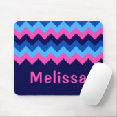Kühle Blaue Rosa Chevron Monogramm Mauspad (Mit Mouse)