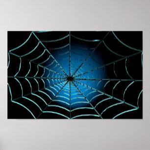 Kühle blaue Spinnennetz Poster