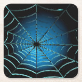 Kühle Blaue Spinnennetz Rechteckiger Pappuntersetzer (Vorderseite)
