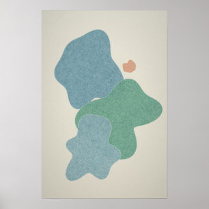 Kühle blaue und jadegrüne abstrakte Wandkunst Post Poster