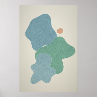 Kühle blaue und jadegrüne abstrakte Wandkunst Post Poster
