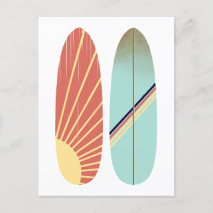 Kühle blaue und rote Surfboard-Illustration Postkarte