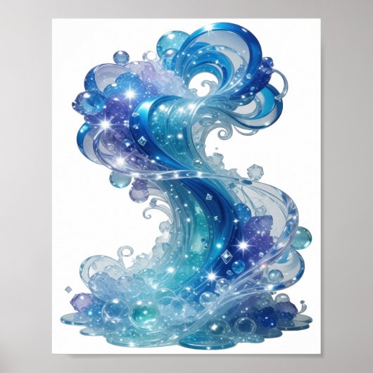 Kühle blaue Wasserwelle Poster (Vorne)