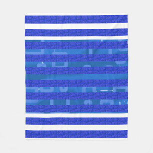 Kühle blaue weiße geometrische Streifen Fleecedecke