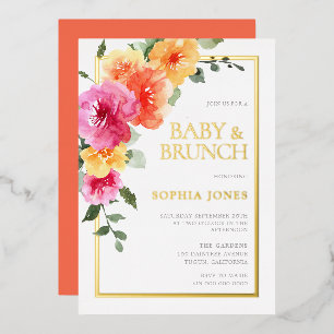 Kühle Blume Kinderdusche Brunch Folieneinladung