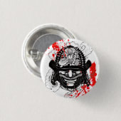 Kühle Blutspritzer Samurai-Dämonenmasken-Helm-Tatt Button (Vorne & Hinten)