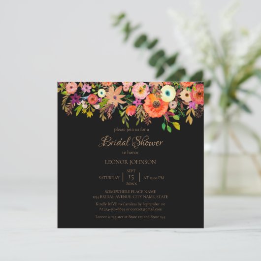 Kühle Brautdusche Wasserfarbe Einladung (Stehend Vorderseite)