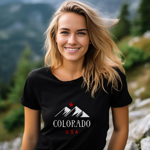 Kühle Colorado USA Berge mit Stern in Dunkler Farb T-Shirt