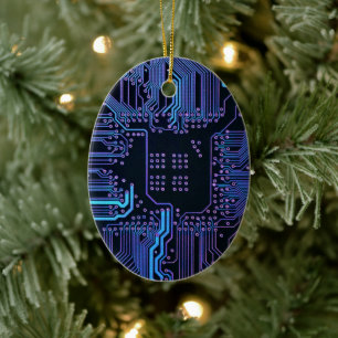 Kühle Computer-Schaltplatine Blau Keramik Ornament
