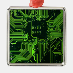 Kühle Computer-Schaltplatine Grün Ornament Aus Metall