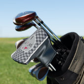 Kühle doppelte graue karierte Monogramm Golf Headcover (In Situ)
