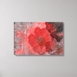 Kühle, einzigartige rot-graue asiatische Blumenkun Leinwanddruck