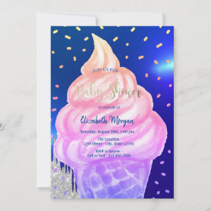 Kühle Eistüte Königlichblaue Babyparty Einladung