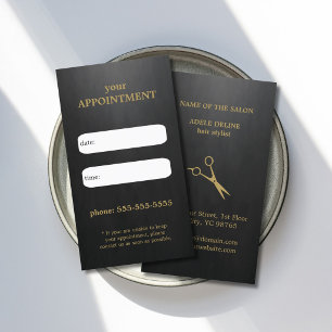 Kühle elegante schwarze Gold-Schere Termin Karte