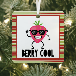 Kühle Erdbeere mit Brille - Berry Cool Ornament Aus Metall