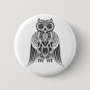 Kühle Eulen-Stammesstil-muster Illustration Button