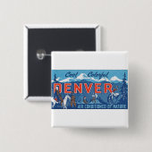 Kühle farbenfrohe Stadt Denver Button (Vorne & Hinten)
