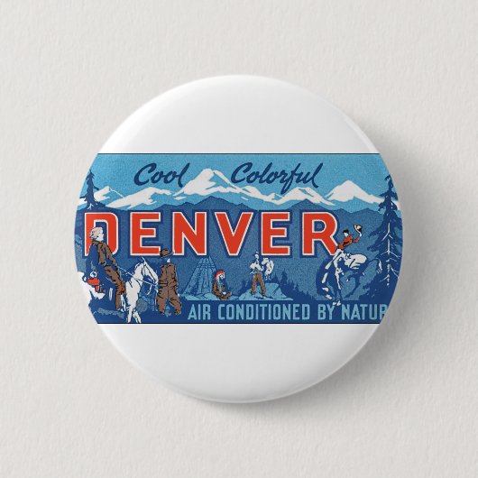 Kühle farbenfrohe Stadt Denver Button (Vorderseite)