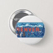 Kühle farbenfrohe Stadt Denver Button (Vorne & Hinten)