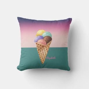 Kühle farbenfrohe Wasserfarbe Eiscreme   Kissen