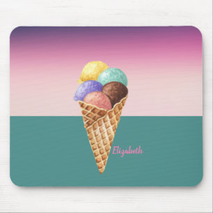 Kühle farbenfrohe Wasserfarbe Eiscreme   Mousepad