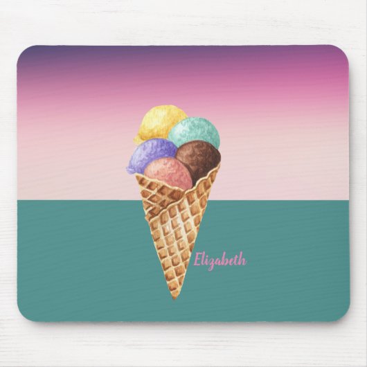 Kühle farbenfrohe Wasserfarbe Eiscreme Mousepad (Vorne)