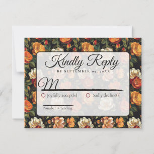 Kühle florale rustikale Rosen-Hochzeits-RSVP-Karte RSVP Karte