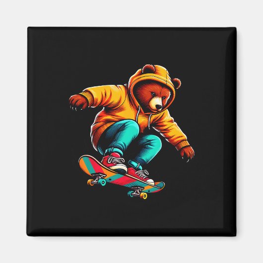 Kühle funky Bär Skateboarding-Illustrationskunst  Magnet (Vorne)
