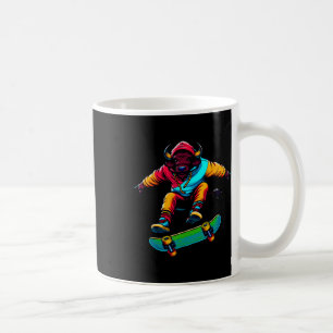 Kühle funky Buffalo Skateboarding-Illustrationskun Kaffeetasse