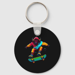 Kühle funky Buffalo Skateboarding-Illustrationskun Schlüsselanhänger