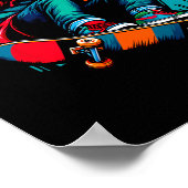 Kühle funky Luchs Skateboarding-Illustrationskunst Poster (Ecke)