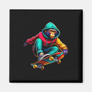 Kühle funky Makaken-Skateboarding-Illustrationskun Magnet