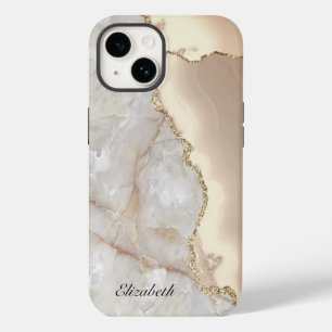 Kühle geometrische Goldcreme-Marmorierung Case-Mate iPhone 14 Hülle