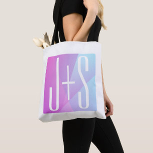 Kühle geometrische rosa und violette Buchstaben Tasche