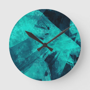 Kühle gezackte blaue Abstraktion Runde Wanduhr