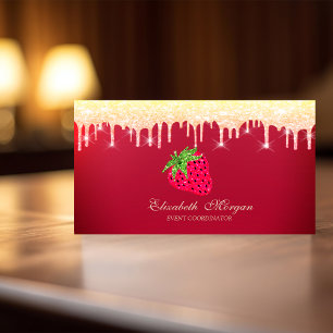 Kühle Glitter-Tropfen Erdbeerrot Visitenkarte
