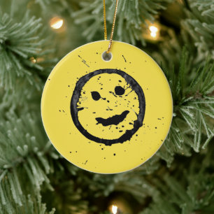 Kühle glückliche lächelnde gelbe Gesicht Keramik Ornament