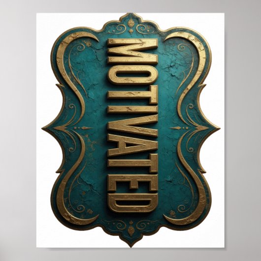 Kühle Gold MOTIVIERTE 3D-Textkunst Poster (Vorne)