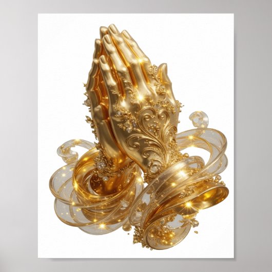 Kühle goldene BETENDE HÄNDE Poster (Vorne)