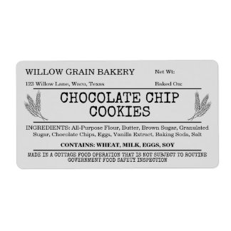 Kühle Graue Cottage Schokoladen Chip Cookie Etiket