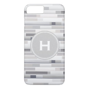 Kühle Graustreifen Custom Monogramm iPhone 8 Plus/7 Plus Hülle