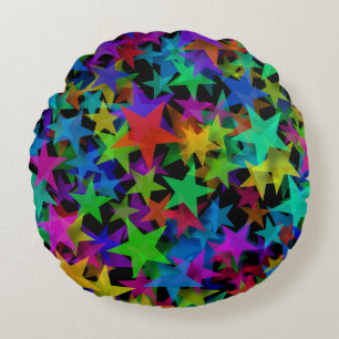 Kühle Groovy Regenbogen Sterne Rundes Kissen