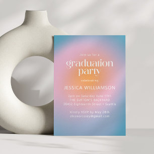 Kühle Groovy Rosa Türkis Foto-Abschlussfeier Einladung