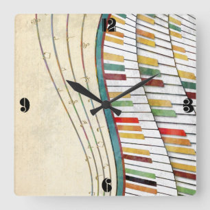 Kühle, großartige, wellige Klavier-Retrofarben Ant Quadratische Wanduhr