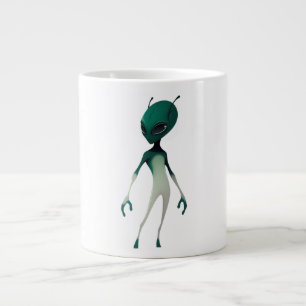 Kühle grüne Alien-Illustration - Moderner Sci-Fi-C Jumbo-Tasse