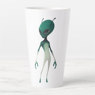 Kühle grüne Alien-Illustration - Moderner Sci-Fi-C Milchtasse