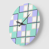 Kühle hellviolette Quadrate  Große Wanduhr (Winkel)