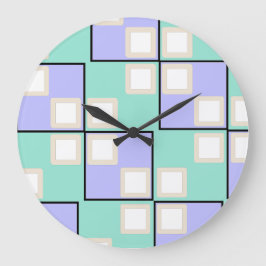 Kühle hellviolette Quadrate Große Wanduhr